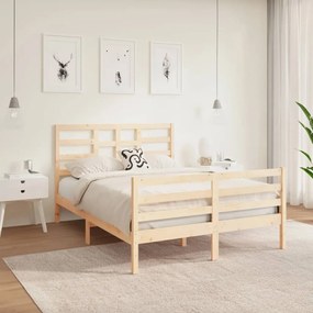 Estrutura de cama dupla 4FT6 135x190 cm madeira maciça