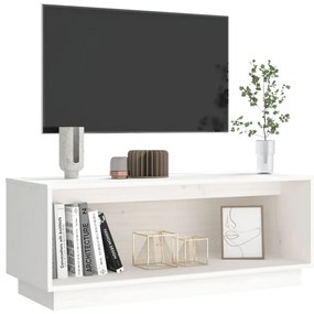 Móvel de TV 90x35x35 cm madeira de pinho maciça branco