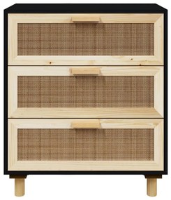 Aparador 60x30x70 cm pinho maciço/vime natural preto
