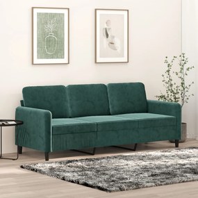 Sofá de 3 lugares 180 cm veludo verde-escuro