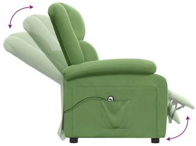 Poltrona reclinável elétrica veludo verde-claro