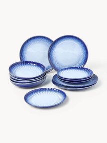 Conjunto de loiça artesanal com vidrado reativo Vinci, 4 pessoas, conjunto de 12