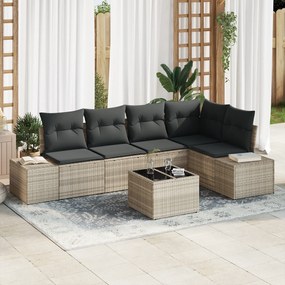 Conjunto de Sofá de Jardim de 6 Peças com Almofadas Cinzento Poliratta