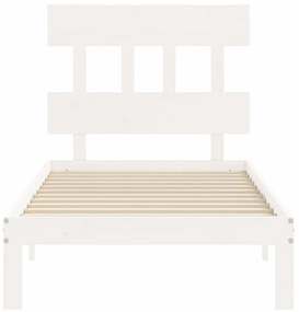 Estrutura de cama com cabeceira 100x200cm madeira maciça branco