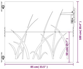 Portão de jardim 85x100 cm aço corten design erva