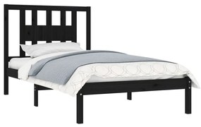Estrutura de cama 100x200 cm pinho maciço preto
