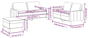 3 pcs conjunto de sofás c/ almofadões couro artificial cinzento