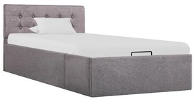 Cama hidráulica c/ arrumação 90x200cm tecido cinza-acastanhado