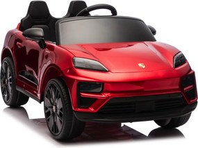Carro elétrico para crianças até 5 anos Porsche Macan Turbo 12V, com bateria de lítio, Pneus de borracha, Controle remoto Vermelho