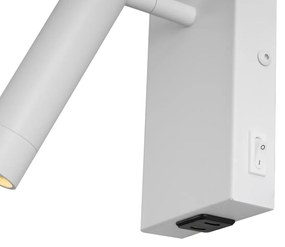 Candeeiro de Parede Moderno Branco Ajustável com USB-C - Croft