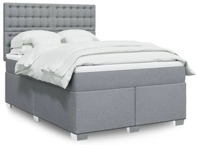 vidaXL Cama com molas/colchão 160x200 cm tecido cinzento-claro