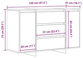 Sideboard Castanho Carvalho 120x41x75 cm Madeira engenheirada
