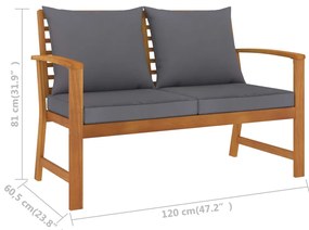 3 pcs conjunto de lounge de jardim com almofadões acácia maciça