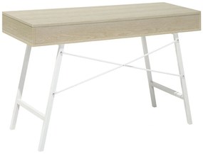 Secretária castanha clara com 2 gavetas 120 x 48 cm CLARITA Beliani