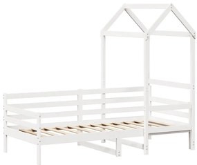 Sofá-cama com telhado 90x200 cm madeira de pinho maciça branco