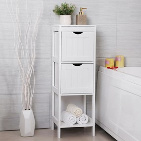 Armário de casa de banho com 2 gavetas 30 x 89 x 30 cm Branco