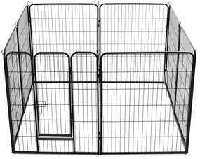Parque para cães 8 painéis aço 80x100 cm preto