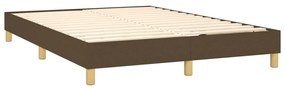 Cama box spring c/ colchão/LED 140x190cm tecido castanho-escuro