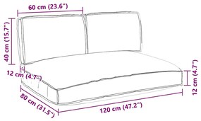 Conjunto de Almofadas para Palete com travesseiro 3 pcs Cinzeto