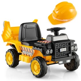Camião Elétrico para Crianças 6V com Rodas Resistentes ao Desgaste Capacete de Segurança Capacete de Segurança Amarelo