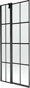 Mexen Flip divisória de banho dobrável 2 folhas 80 x 150 cm, grade preta, preto - 894-080-101-70-77