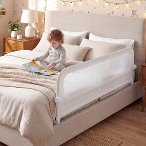 Barreira dobrável para camas infantis, altura ajustável com 178 x 36 x 60 cm, com capa removível em tecido Oxford, base em U, com correia e fivela, br