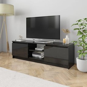 vidaXL Móvel de TV 120x30x35,5 cm contraplacado preto brilhante