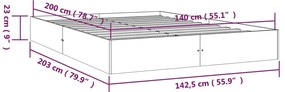 Estrutura de cama 140x200 cm madeira maciça branco