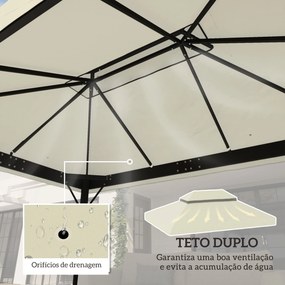 Toldo de Substituição para Pérgola 4x3 m (NÃO INCLUIDA) Toldo para Pérgola com Teto Duplo e Proteção UV 30+ Creme