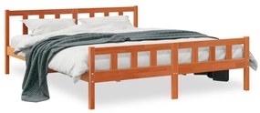Estrutura cama c/ cabeceira 180x200cm pinho maciço castanho-mel