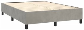 Cama com molas/colchão 140x200 cm veludo cinzento-claro