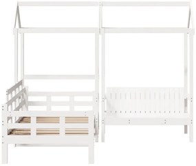 Conj. sofá-cama e banco c/ telhado 80x200cm pinho maciço branco