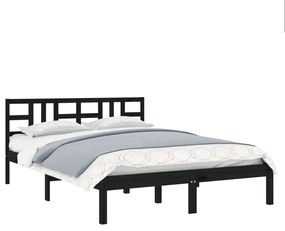 Estrutura de cama 140x190 cm madeira maciça preto