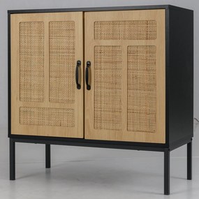 Armário de armazenamento de vime com prateleira ajustável em 3 posições para cozinha - Natural