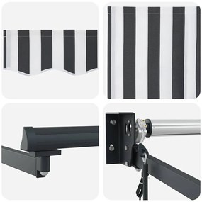 Toldo retrátil 3x2,5 m tecido e alumínio antracite e branco