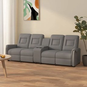 vidaXL Poltrona massagem 4 lug. reclinável + suporte copo cinza