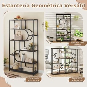 Estante de 8 prateleiras abertas 95 x 30 x 175 cm Design em forma de U Estrutura metálica castanho