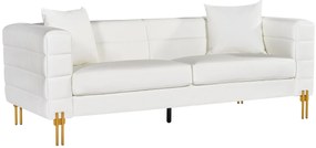 Sofá LARIOS, 3 lugares, estofado 208 x84 x71 cm pele sintética branca