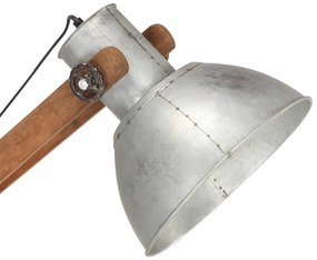 Candeeiro de chão E27 madeira de mangueira maciça prateado