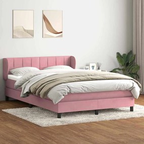 vidaXL Cama com molas/colchão 160x220 cm veludo rosa