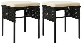 6 pcs conjunto lounge de jardim c/ almofadões vime PE preto