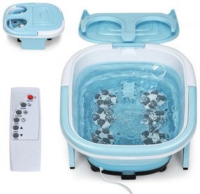 Massajador de pés portátil com função de bolha de temperatura ajustável e roletes electrónicos 42 x 40 x 24 cm Azul
