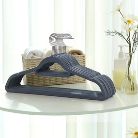 Conjunto de 100 cabides em veludo com barra 45 x 23,5 cm cinzento claro