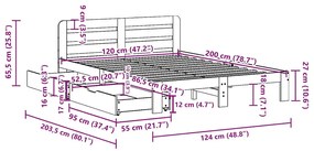 Cama sem colchão 120x200 cm madeira de pinho maciça