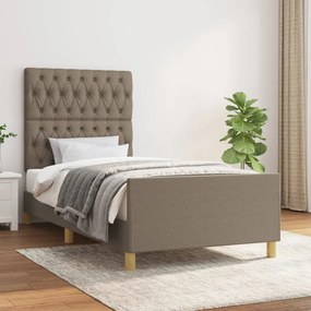 Estrutura cama cabeceira 90x190 cm tecido castanho-acinzentado