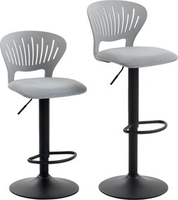 HOMCOM Conjunto de 2 Bancos Altos de Cozinha Giratórios a 360° Reguláveis em Altura de 84-105 cm 40,5x43x84-105 cm Cinzento | Aosom Portugal