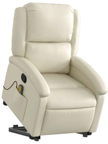 Poltrona reclinável de massagens couro artificial cor creme