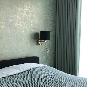 Candeeiro de parede moderno em latão com cúpula em veludo preto - Brescia