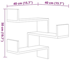 Estantes de canto p/ parede 2 pcs derivados de madeira preto
