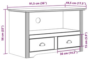 Armário TV c/ 2 gavetas BODO 91,5x44,5x56 cm pinho cinzento